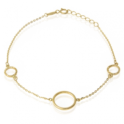 Złota bransoletka trzy koła Ring, Celebrytka pr.585