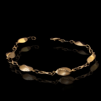 Złota Bransoletka - łańcuszek na rękę z okrągłymi blaszkami próby 585