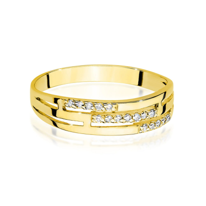 Modowy pierścionek - obrączka złoto próby 585 z Brylantami 0,15ct W-0612