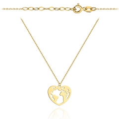 Złoty naszyjnik Kula Ziemska w kształcie serca celebrytka pr.585
