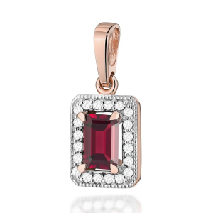 Zawieszka złota z Granatem 0,70ct i brylantami próby 585. Z-0422G