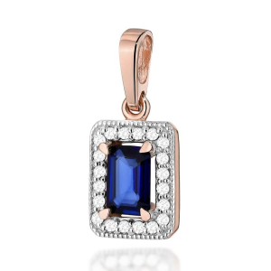 Zawieszka z Szafirem 0,60ct i brylantami złoto próby 585. Z-0422SZ