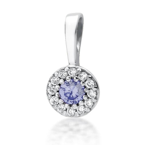 Złota zawieszka z Tanzanitem 0,15ct i brylantami próby 585