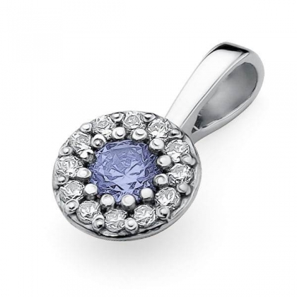 Złota zawieszka z Tanzanitem 0,15ct i brylantami próby 585