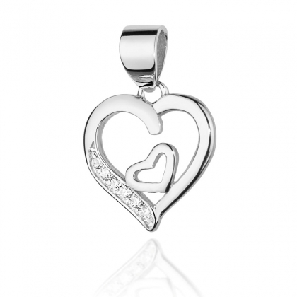 Serce z brylantami 0,05ct - złota zawieszka próby 585