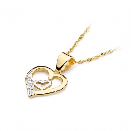 Serce z brylantami 0,05ct - złota zawieszka próby 585