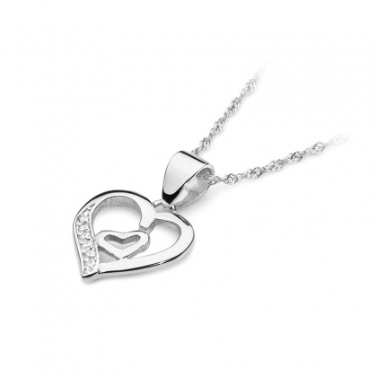 Serce z brylantami 0,05ct - złota zawieszka próby 585