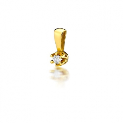 Złota zawieszka z brylantem 0,12ct próby 585