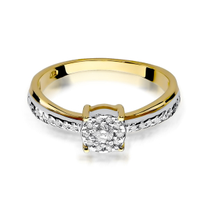 Wielokamieniowy Pierścionek z Diamentami 0,25ct ze złota próby 585. W-0302