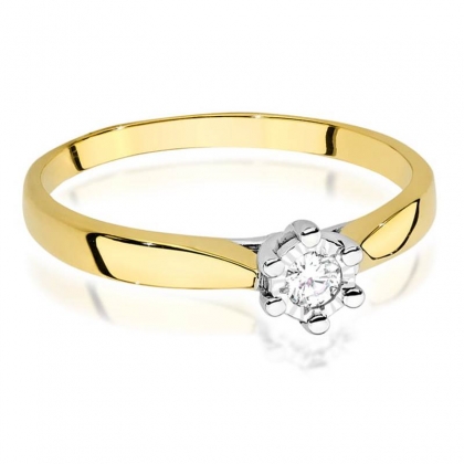 Zaręczynowy pierścionek z Brylantem 0,08ct z żółtego/białego złota pr.585