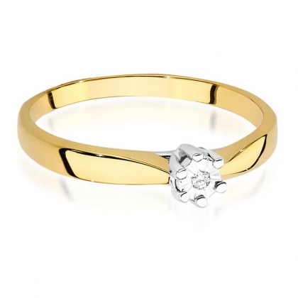 Zaręczynowy pierścionek z Brylantem 0,01ct z żółtego/białego złota próby 585
