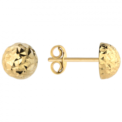 Złote małe kolczyki pół kulki diamentowane 4mm pr.585