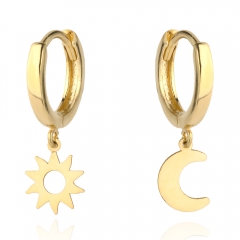 Złote Kolczyki Księżyc i Słońce zawieszone na kółku pr.585
