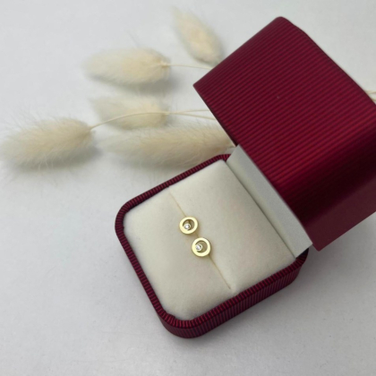 Kolczyki złote kółeczka ring z cyrkonią pr. 585