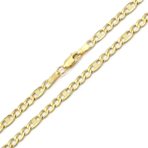 Złoty Łańcuszek męski 60cm splot Figaro 4,5mm z blaszką zdobioną próby 585
