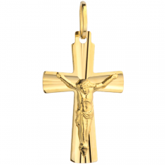 Złoty krzyżyk w diamentowanej oprawie z Jezusem Chrystusem próby 585