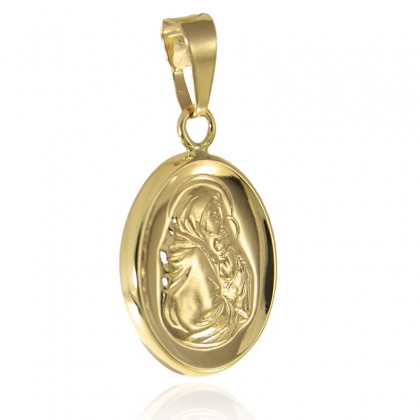 Medalik z Matką Boską z dzieciatkiem Jezus ze złota próby 585