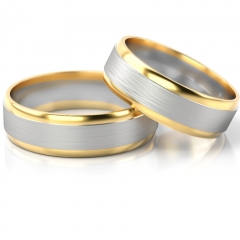 Szerokie dwukolorowe złote obrączki ślubne próby 585