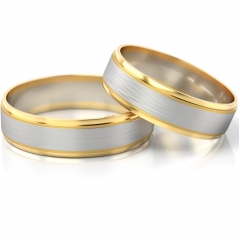Dwukolorowe obrączki ślubne z matowane białe złoto próby 585