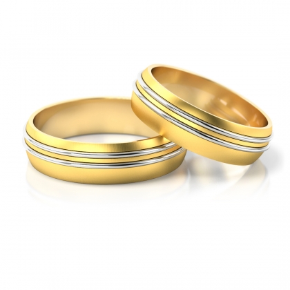Złote obrączki dwukolorowe pierścienie próby 585