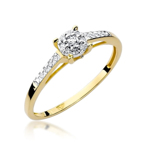 Pierścionek z Brylantami 0,12ct z żółtego złota próby 585. W-0055