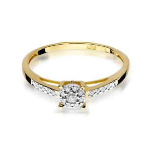 Pierścionek z Brylantami 0,12ct z żółtego złota próby 585. W-0055