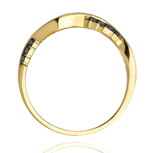 Złoty pierścionek z czarnymi Brylantami 0,07ct - próby 585. W-0096CZ