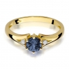 Złoty pierścionek zaręczynowy z szafirem 0,50ct i diamentami próby 585
