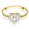 Pierścionek z Diamentami w kształcie serca 0,19ct - żółte/białe złoto pr. 585