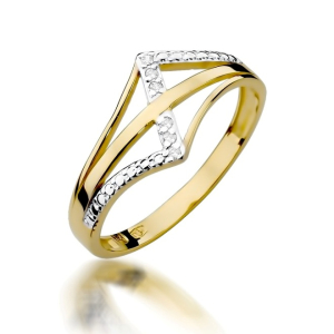 Pierścionek z Brylantami 0,03ct z żółtego złota próby 585. W-0114