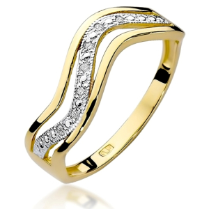 Pierścionek z Brylantami 0,06ct z żółtego złota próby 585. W-0116
