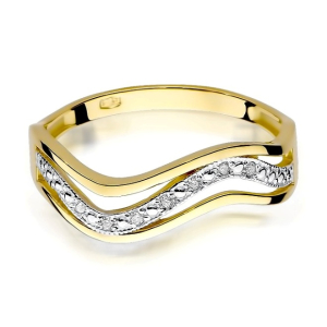 Pierścionek z Brylantami 0,06ct z żółtego złota próby 585. W-0116
