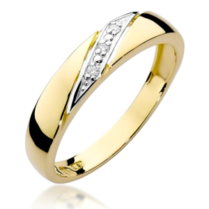 Pierścionek z Brylantami 0,015ct z żółtego złota próby 585. W-0118