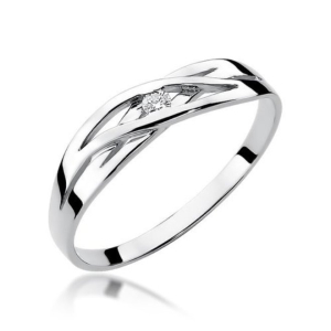 Pierścionek z Brylantami 0,10ct z białego złota próby 585. W-0156B