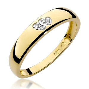 Pierścionek z Brylantami 0,02ct z żółtego złota próby 585. W-0189
