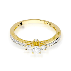 Pierścionek z Brylantami 0,42ct z żółtego złota próby 585. W-0199