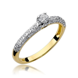 Pierścionek z Brylantami 0,36ct z żółtego złota próby 585. W-0200