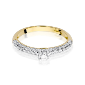 Pierścionek z Brylantami 0,36ct z żółtego złota próby 585. W-0200