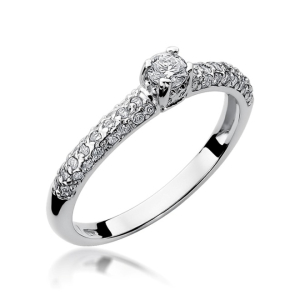Pierścionek z Brylantami 0,36ct z białego złota próby 585. W-0200B