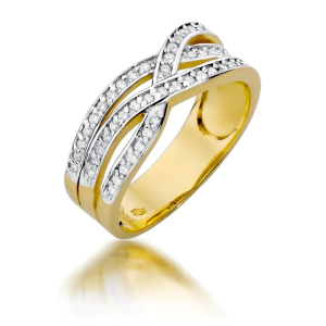 Pierścionek z Brylantami 0,27ct z żółtego złota próby 585. W-0215