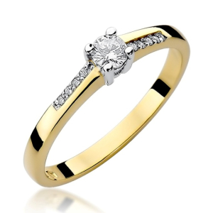 Pierścionek z Brylantami 0,19ct z żółtego złota próby 585. W-0258