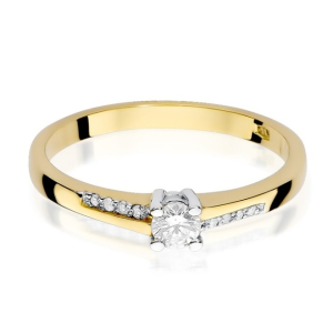 Pierścionek z Brylantami 0,19ct z żółtego złota próby 585. W-0258