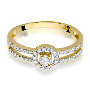 Pierścionek z Brylantami 0,31ct z żółtego złota próby 585. W-0272