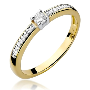 Pierścionek z Brylantami 0,13ct z żółtego złota próby 585. W-0288