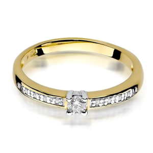 Pierścionek z Brylantami 0,13ct z żółtego złota próby 585. W-0288
