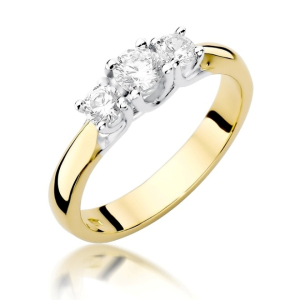 Pierścionek z Brylantami 0,49ct z żółtego złota próby 585. W-0344