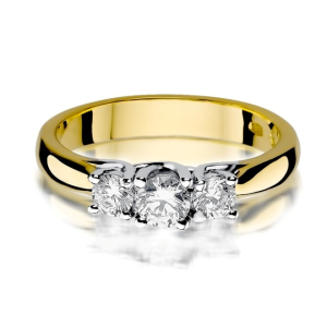 Pierścionek z Brylantami 0,49ct z żółtego złota próby 585. W-0344