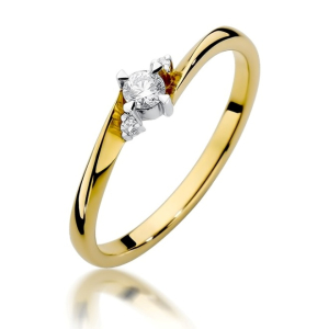 Pierścionek z Brylantami 0,12ct z żółtego złota próby 585. W-0346