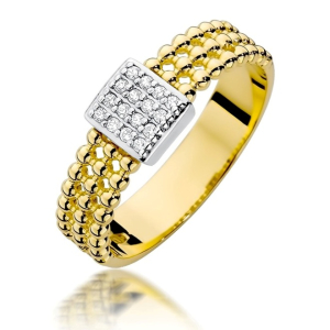 Pierścionek z Brylantami 0,08ct z żółtego złota próby 585. W-0353