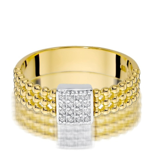 Pierścionek z Brylantami 0,08ct z żółtego złota próby 585. W-0353